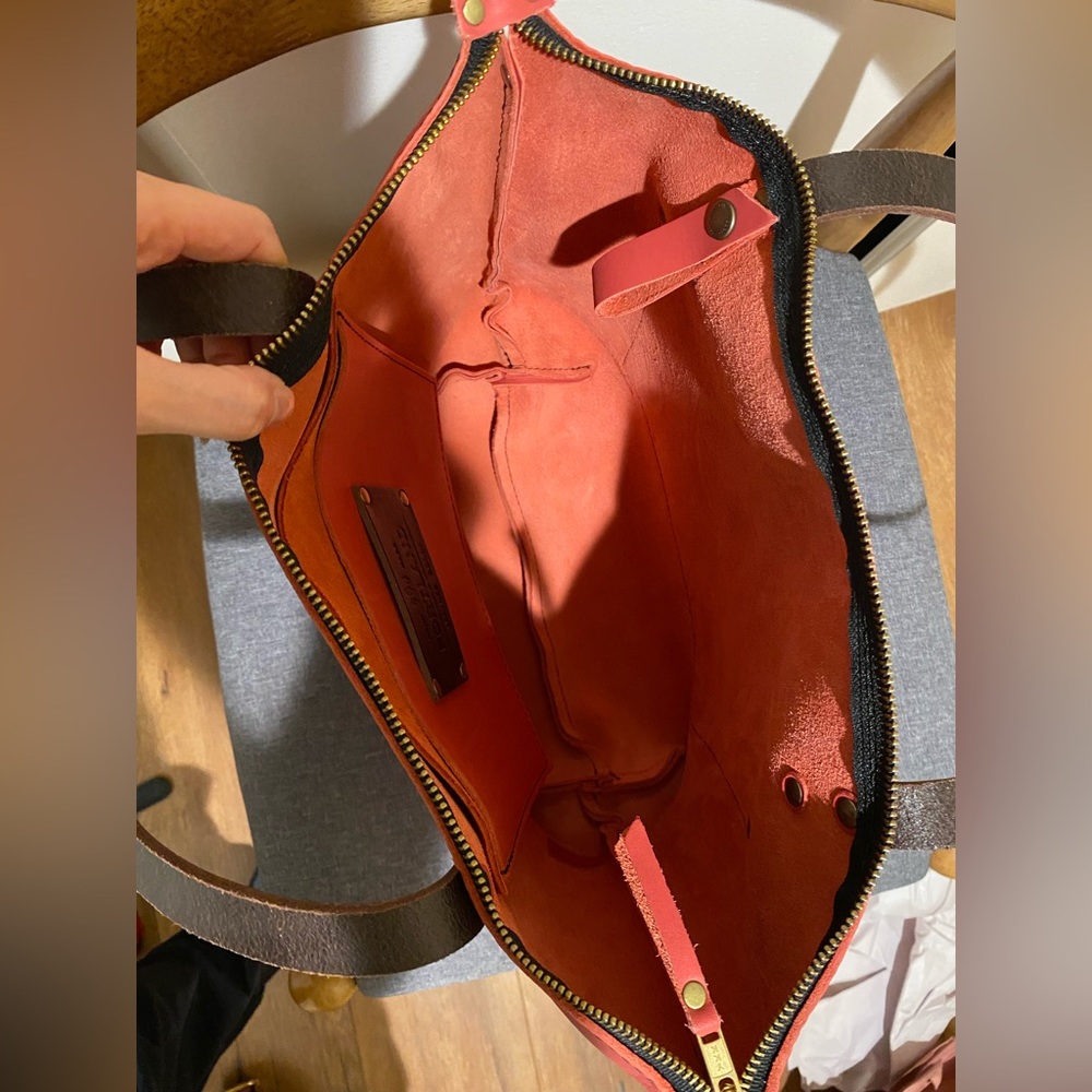 NEW Portland Leather Goods Medium Zip Tote and Utility Bag Bundle in Tulip π·π· - Picture 8 of 13